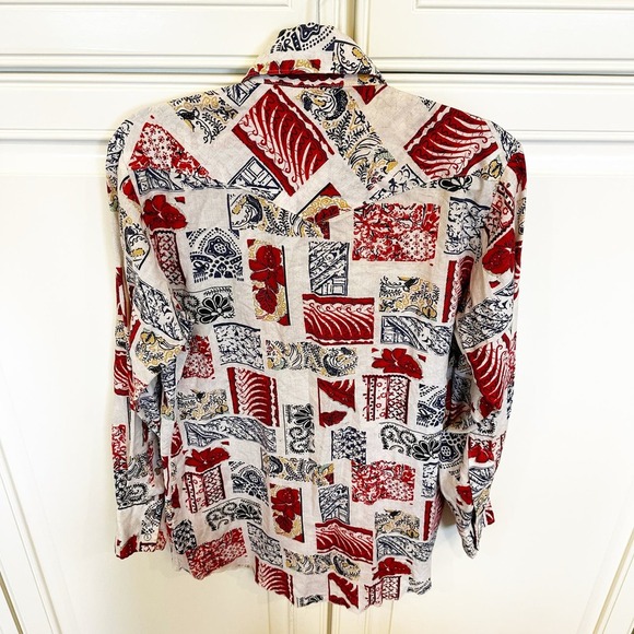 Vintage American Prior Westerns Pearl Snap Red Blue Mens Country Rodeo Shirt - Picture 13 of 13